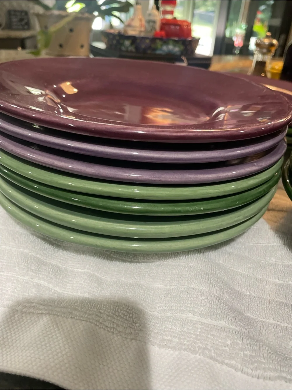 Pottery Barn Sausalito collection in plum and green.